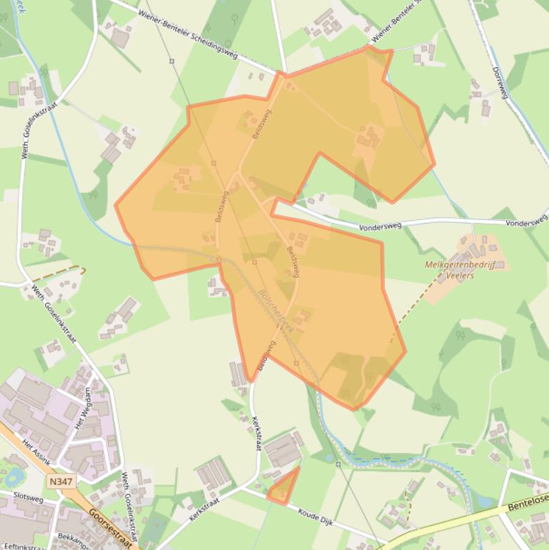 Kaart van postcodegebied 7496PD.