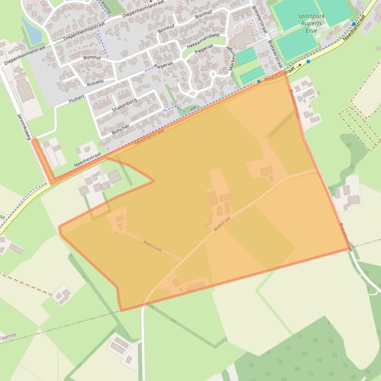 Kaart van postcodegebied 7496PN.