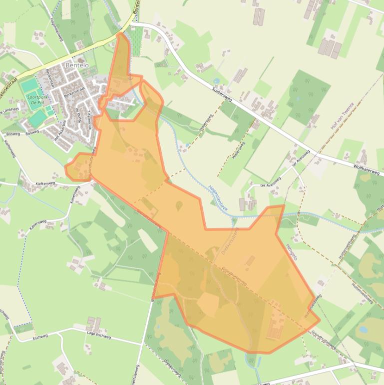 Kaart van postcodegebied 7497NE.