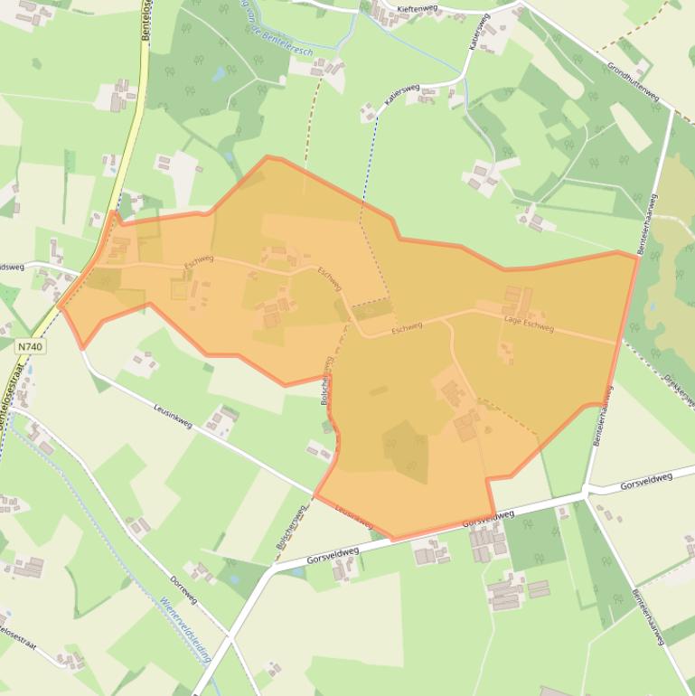 Kaart van postcodegebied 7497NJ.