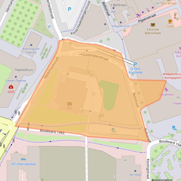 Kaart van postcodegebied 7511AA.