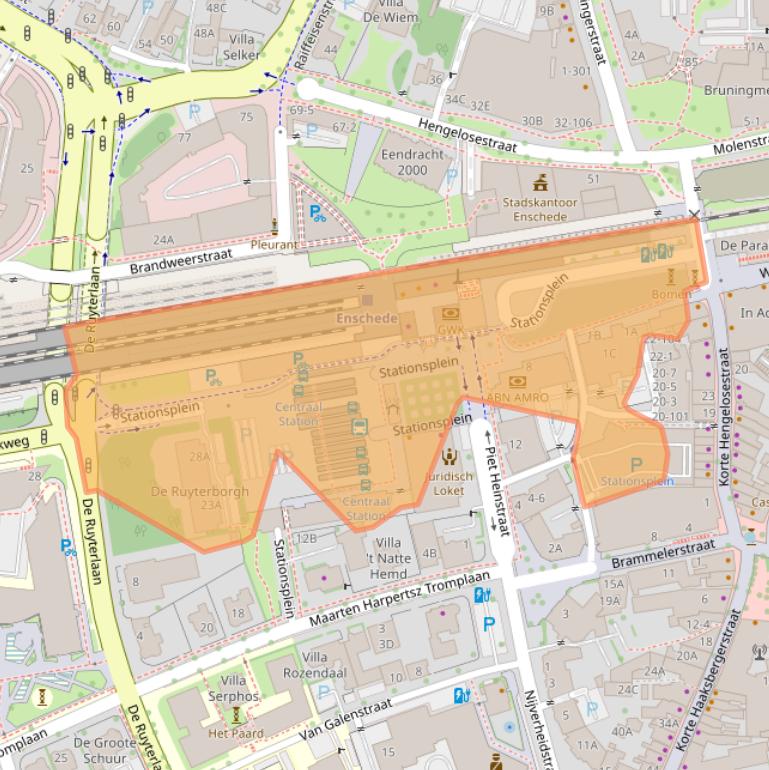 Kaart van postcodegebied 7511JD.