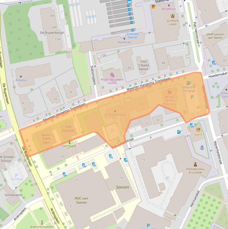 Kaart van postcodegebied 7511JJ.