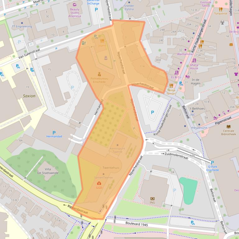 Kaart van postcodegebied 7511JM.