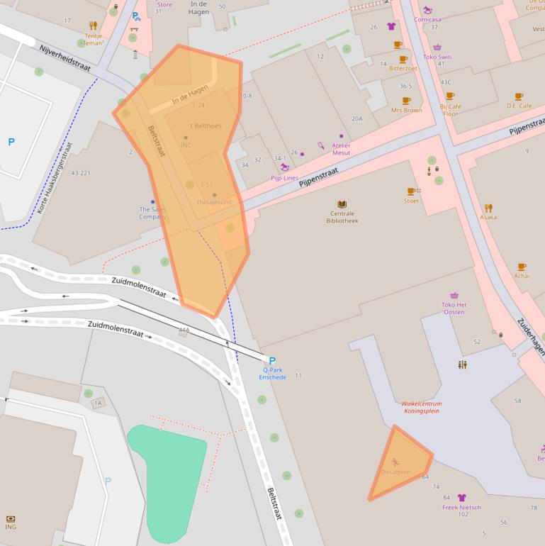 Kaart van postcodegebied 7511JZ.