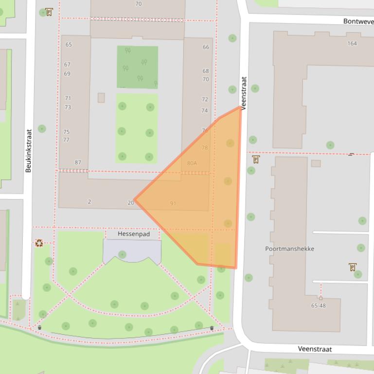 Kaart van postcodegebied 7511RE.