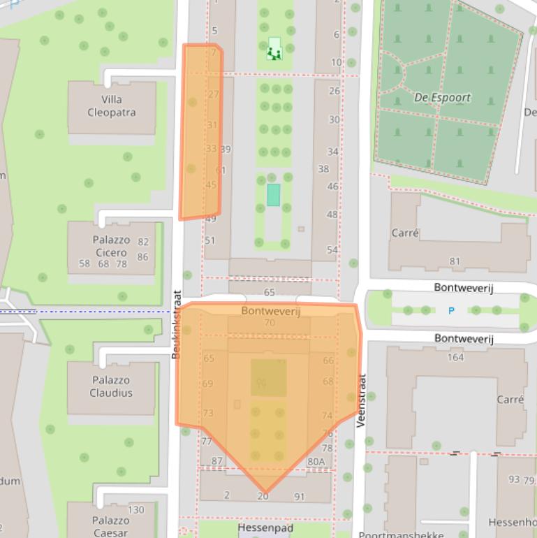 Kaart van postcodegebied 7511RJ.