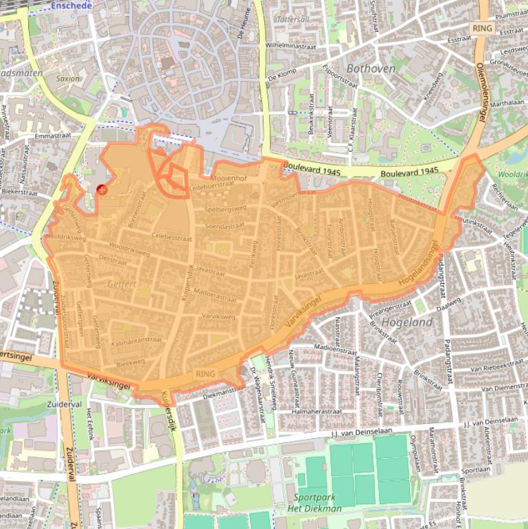 Kaart van postcodegebied 7512.