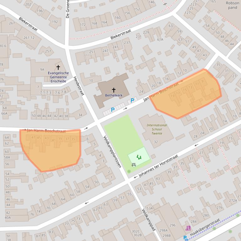 Kaart van postcodegebied 7513ZK.