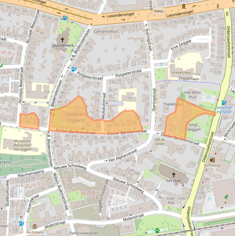 Kaart van postcodegebied 7514CL.