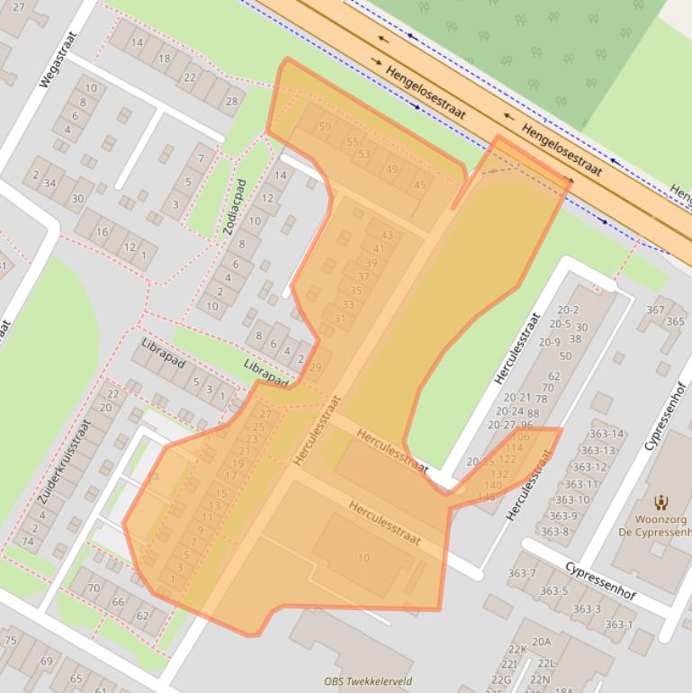 Kaart van postcodegebied 7521DJ.