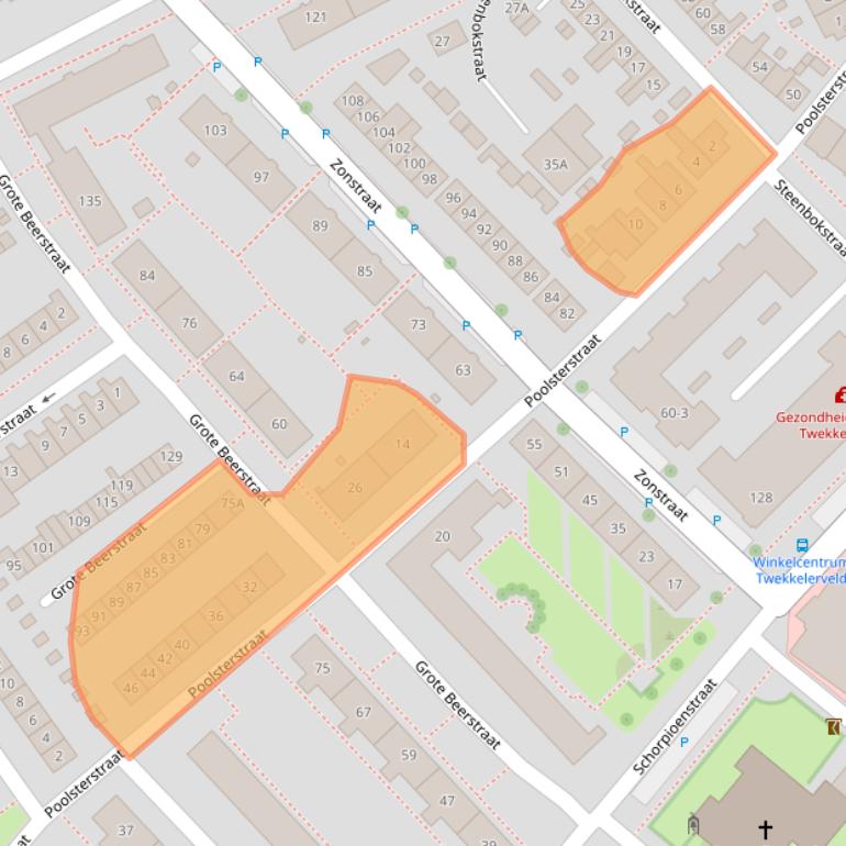 Kaart van postcodegebied 7521XG.