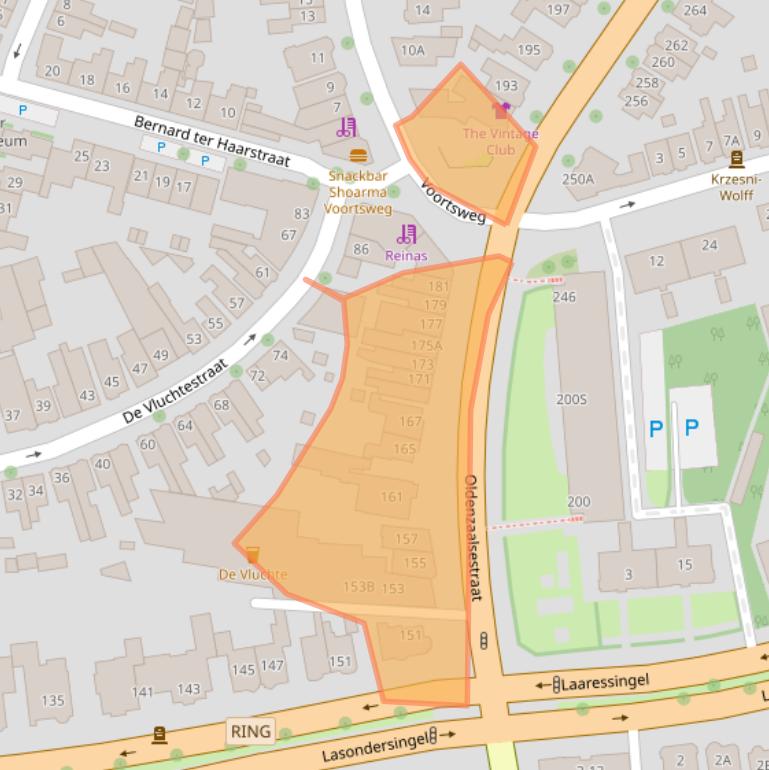 Kaart van postcodegebied 7523AA.