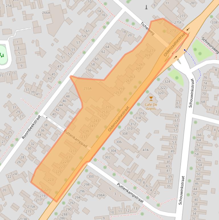 Kaart van postcodegebied 7523AC.