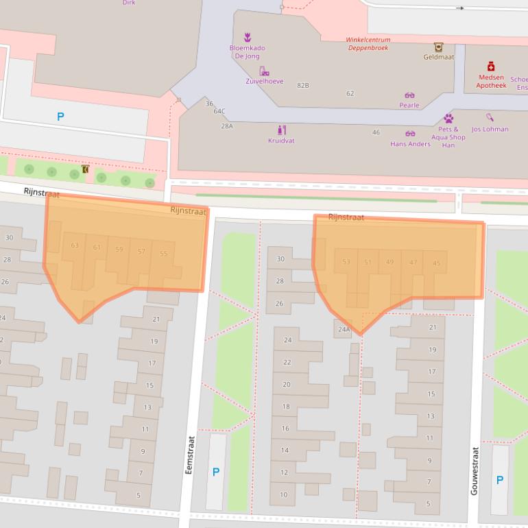 Kaart van postcodegebied 7523GE.