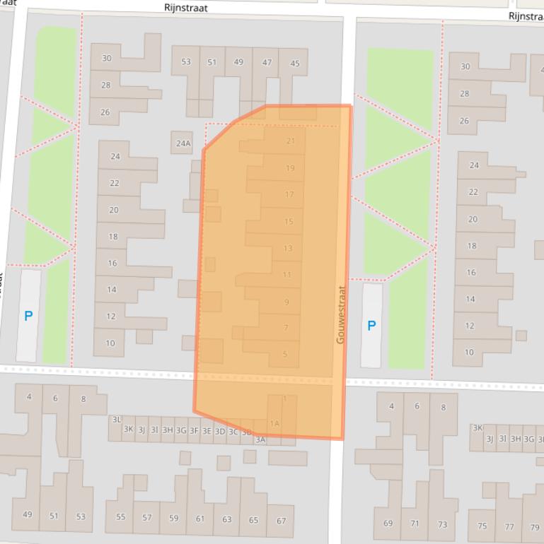 Kaart van postcodegebied 7523GL.
