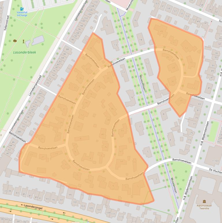 Kaart van postcodegebied 7523JJ.