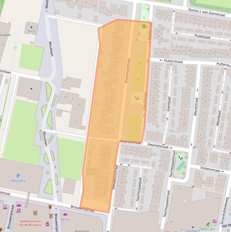 Kaart van postcodegebied 7523XA.