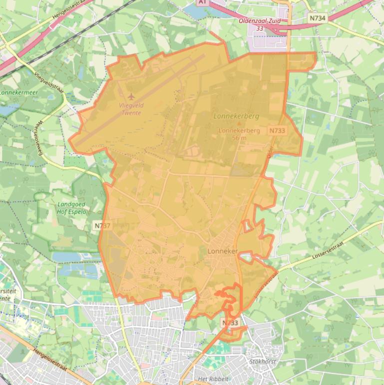 Kaart van postcodegebied 7524.