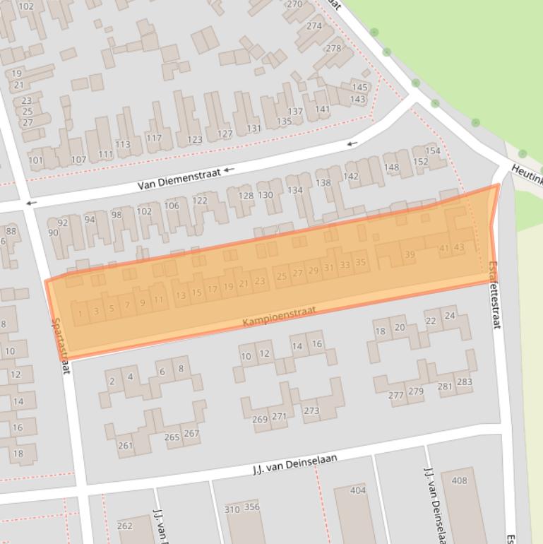 Kaart van postcodegebied 7535BH.