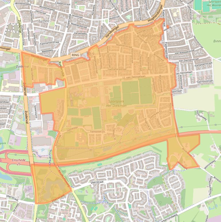 Kaart van postcodegebied 7541.