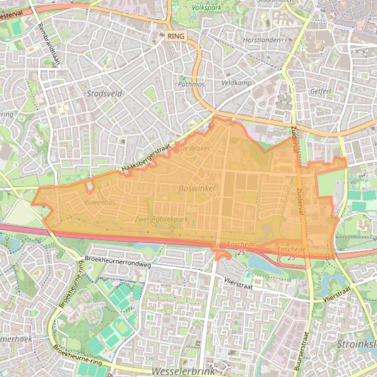 Kaart van postcodegebied 7543.
