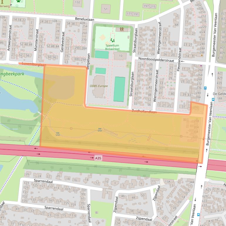 Kaart van postcodegebied 7543AE.