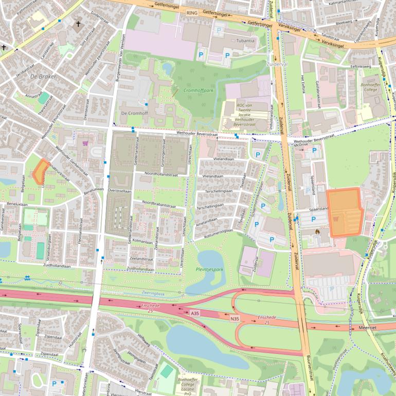 Kaart van postcodegebied 7543BE.