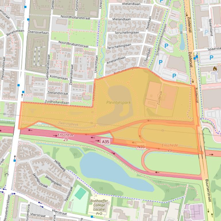 Kaart van postcodegebied 7543BW.