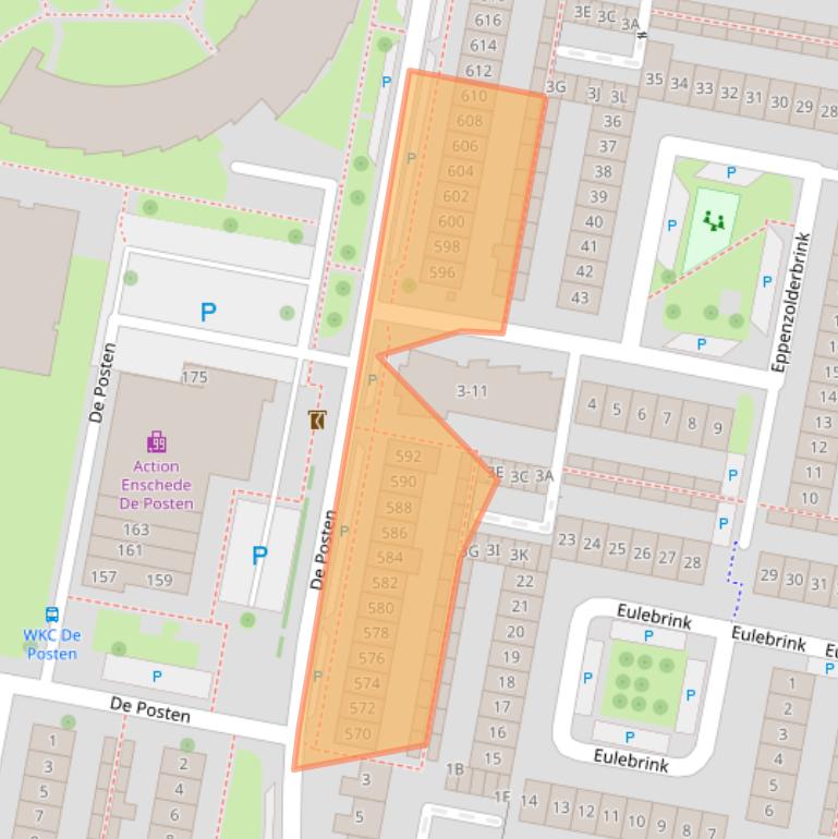 Kaart van postcodegebied 7544LX.