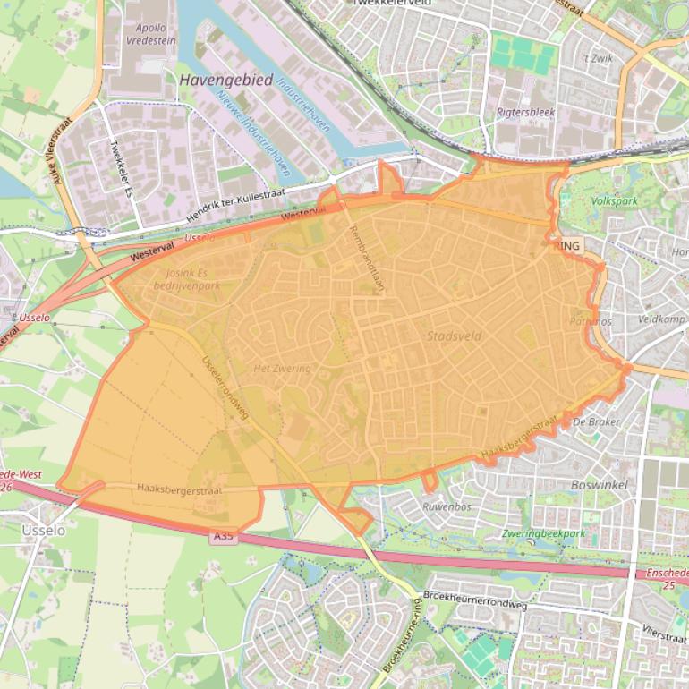 Kaart van postcodegebied 7545.