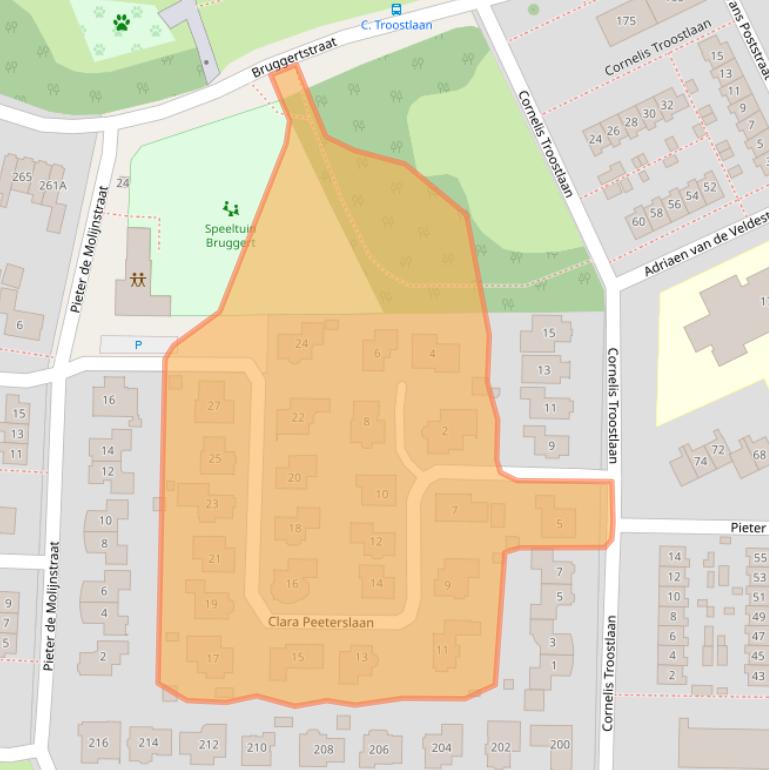 Kaart van postcodegebied 7545BG.