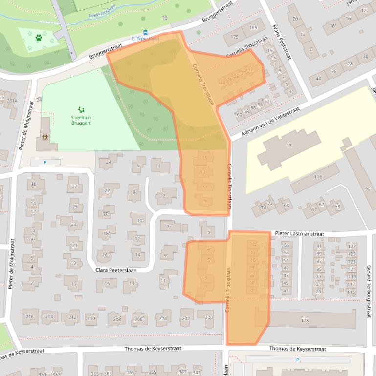 Kaart van postcodegebied 7545BT.