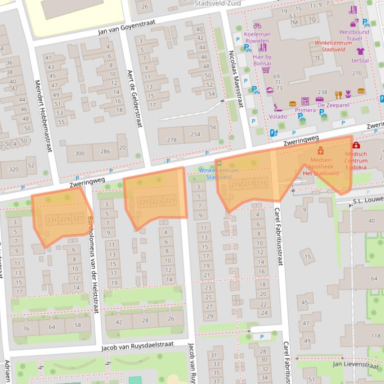 Kaart van postcodegebied 7545CV.