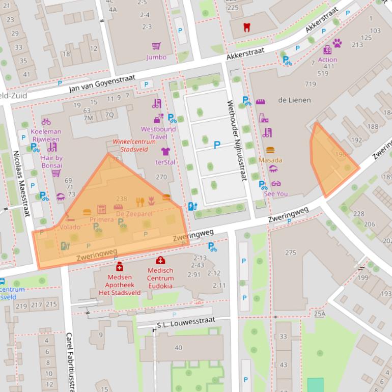 Kaart van postcodegebied 7545DA.