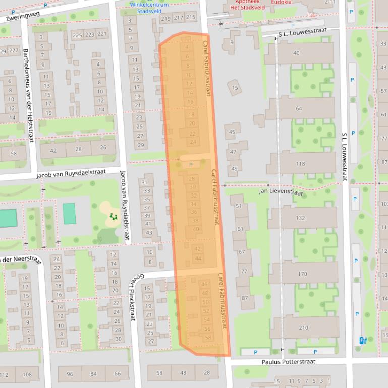 Kaart van postcodegebied 7545DL.
