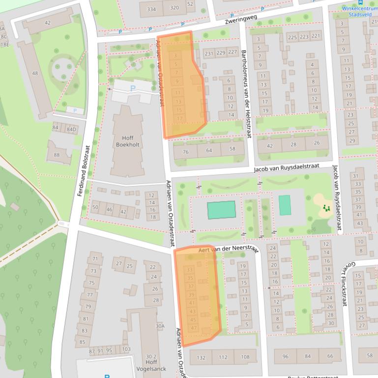 Kaart van postcodegebied 7545DR.