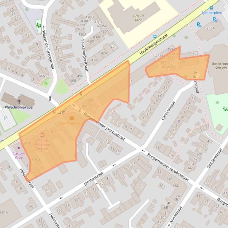 Kaart van postcodegebied 7545GJ.