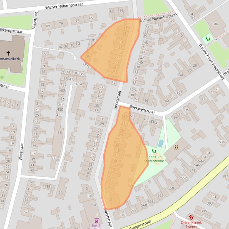 Kaart van postcodegebied 7545GR.