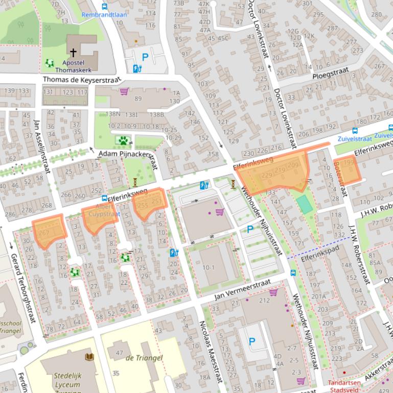 Kaart van postcodegebied 7545KE.