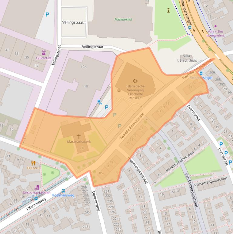 Kaart van postcodegebied 7545MP.