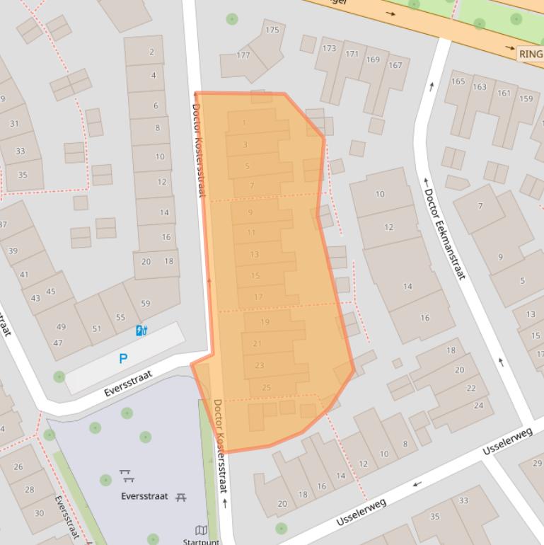 Kaart van postcodegebied 7545TC.