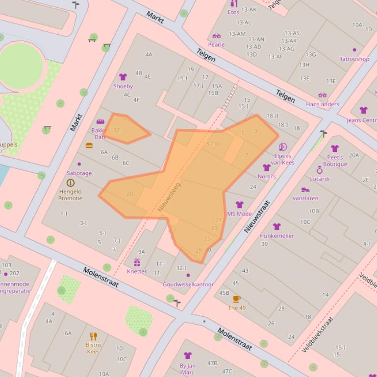 Kaart van postcodegebied 7551CE.