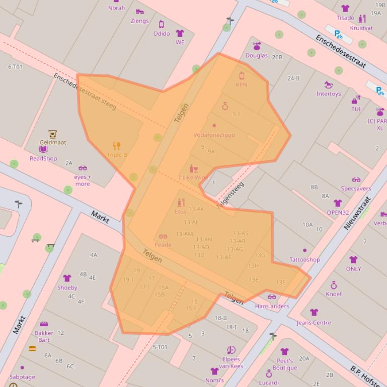 Kaart van postcodegebied 7551CL.