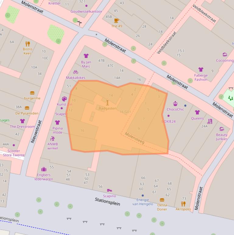 Kaart van postcodegebied 7551DB.