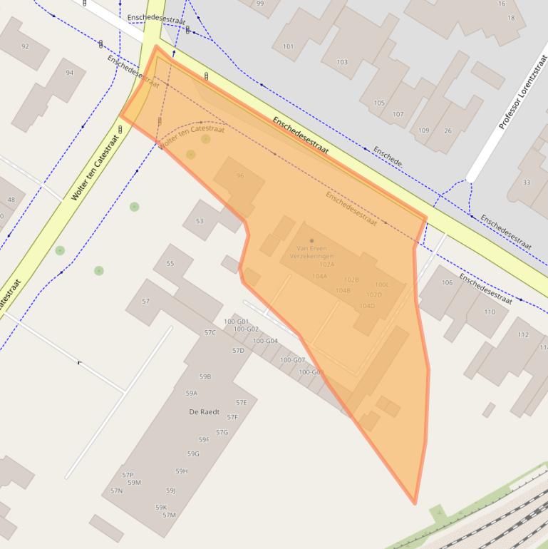 Kaart van postcodegebied 7551ER.