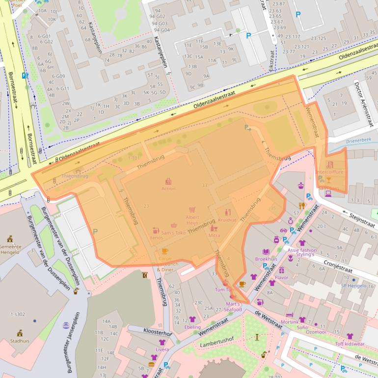 Kaart van postcodegebied 7551EZ.