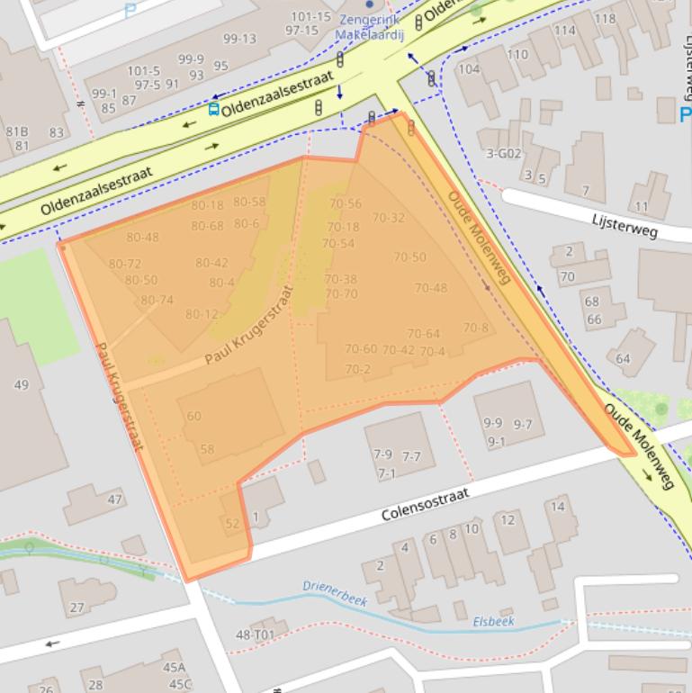 Kaart van postcodegebied 7551GZ.