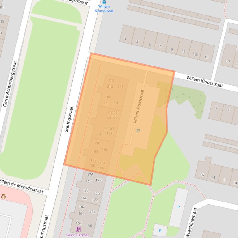 Kaart van postcodegebied 7552LC.