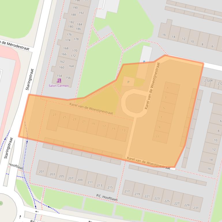 Kaart van postcodegebied 7552MC.